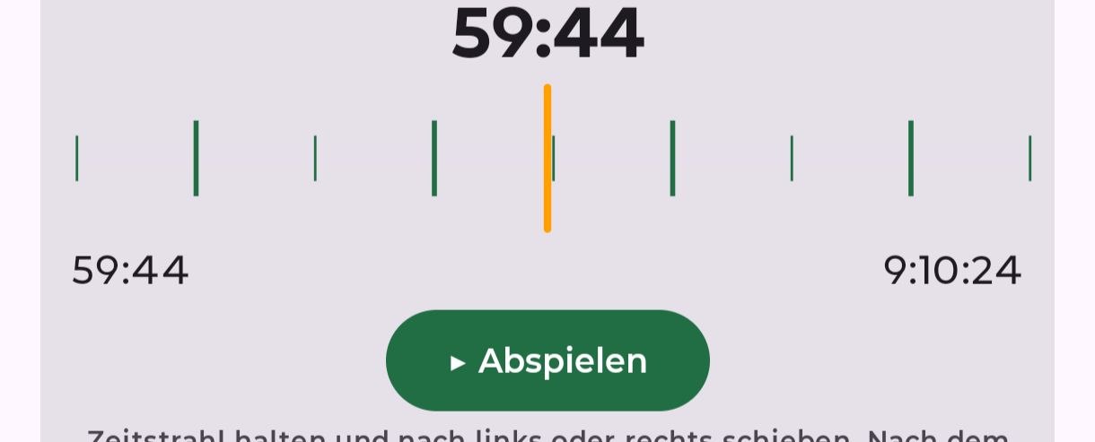 HANS-Player mit Zeitstrahl, Wiedergabezeit und Abspielen-Schaltfläche
